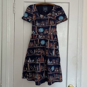 Vintage Inspired 100% Cotton Mod Cloth Book Print Dress